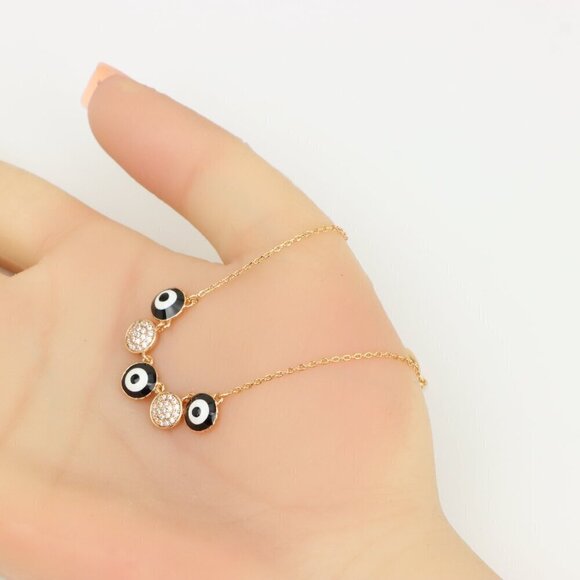 Rose Gold Evil Eye Pendant Necklace with Adjustable Chain, XPNL0321 - Picture 6 of 12